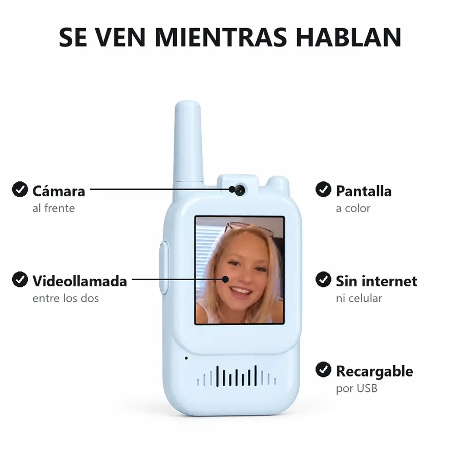 Videollamada en la pantalla del walkie-talkie